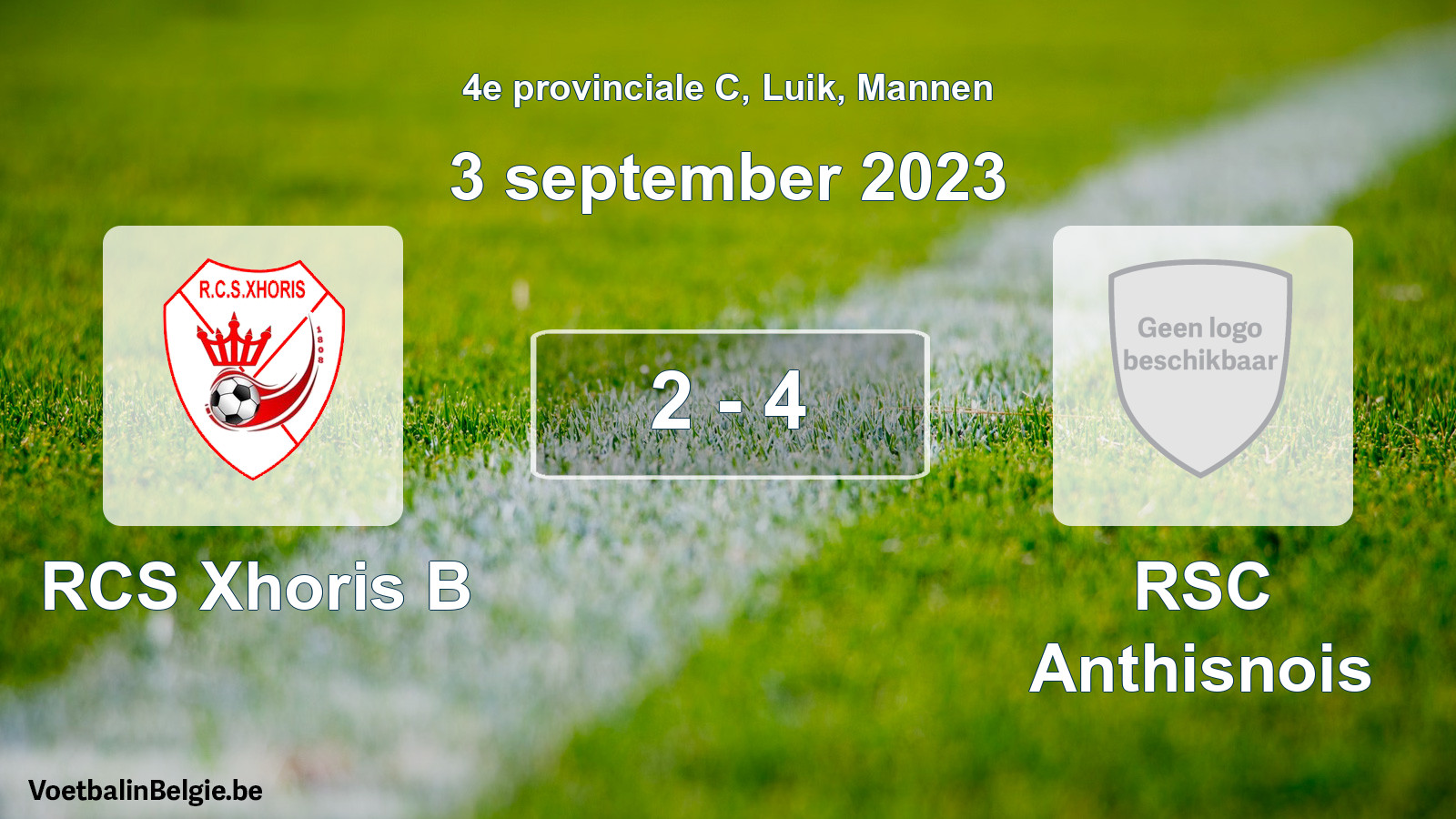 Gespeelde wedstrijd mannenvoetbal: RCS Xhoris B - RSC Anthisnois 2 - 4 (3 september 2023)