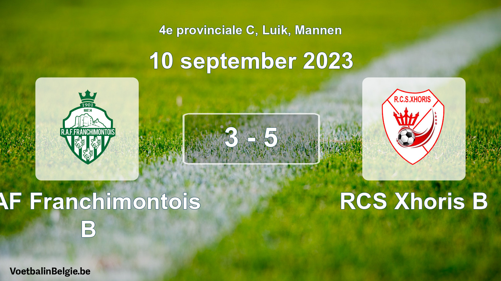 Gespeelde wedstrijd mannenvoetbal: RAF Franchimontois B - RCS Xhoris B 3 - 5 (10 september 2023)
