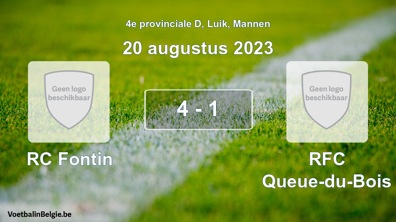 Gespeelde wedstrijd mannenvoetbal: RC Fontin - RFC Queue-du-Bois 4 - 1 (20 augustus 2023)