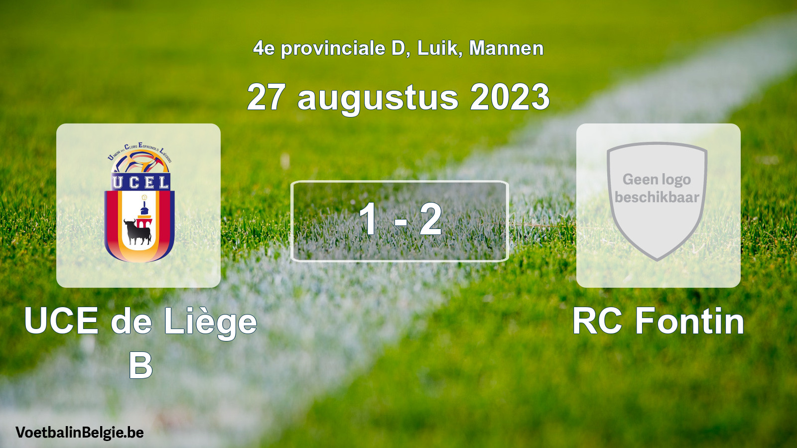 Gespeelde wedstrijd mannenvoetbal: UCE de Liège B - RC Fontin 1 - 2 (27 augustus 2023)