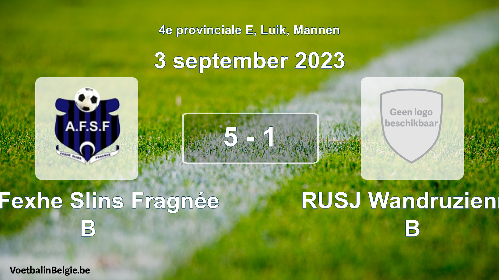 Gespeelde wedstrijd mannenvoetbal: All. Fexhe Slins Fragnée B - RUSJ Wandruzienne B 5 - 1 (3 september 2023)