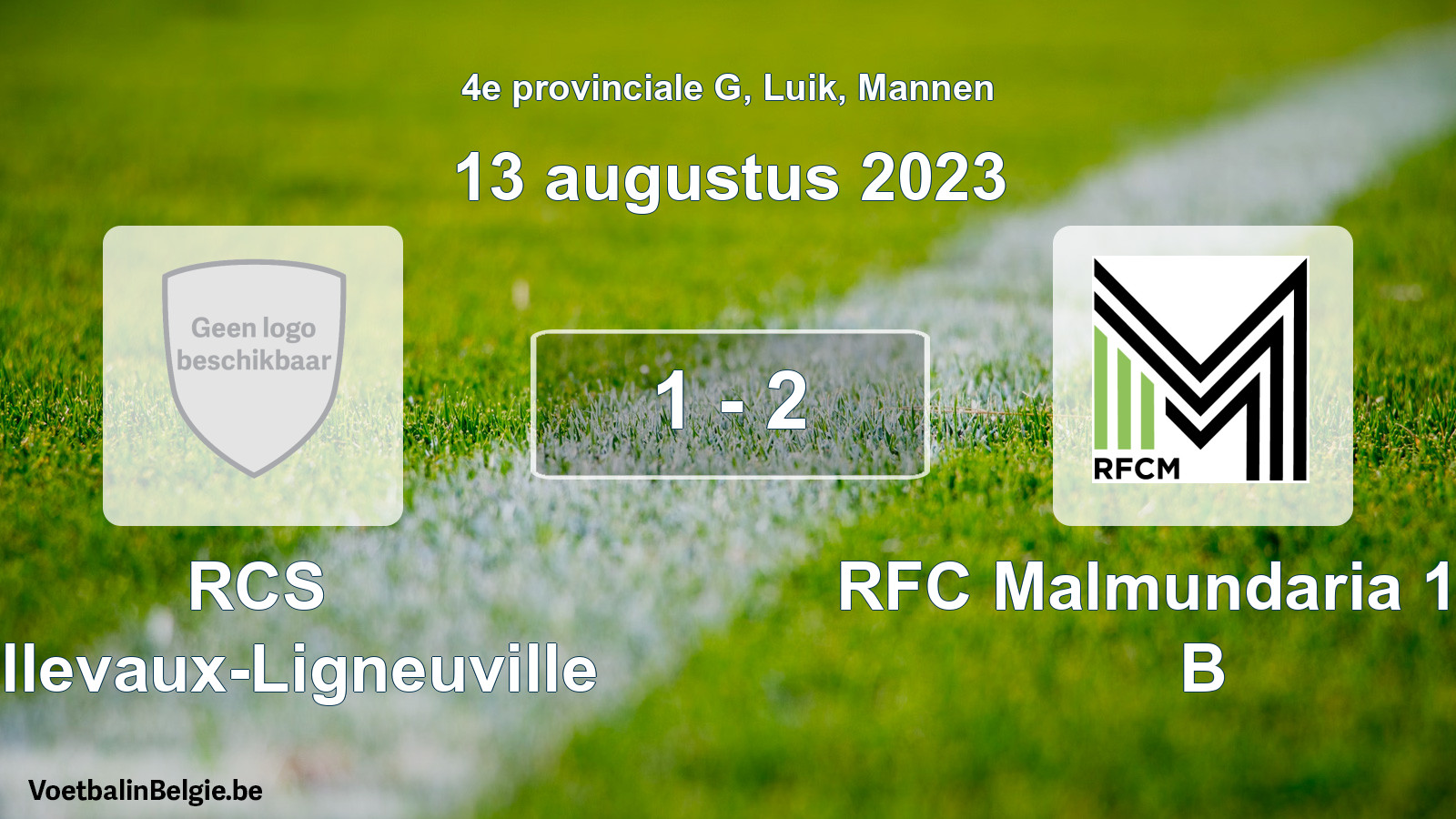 Gespeelde wedstrijd mannenvoetbal: RCS Bellevaux-Ligneuville - RFC Malmundaria 1904 B 1 - 2 (13 augustus 2023)