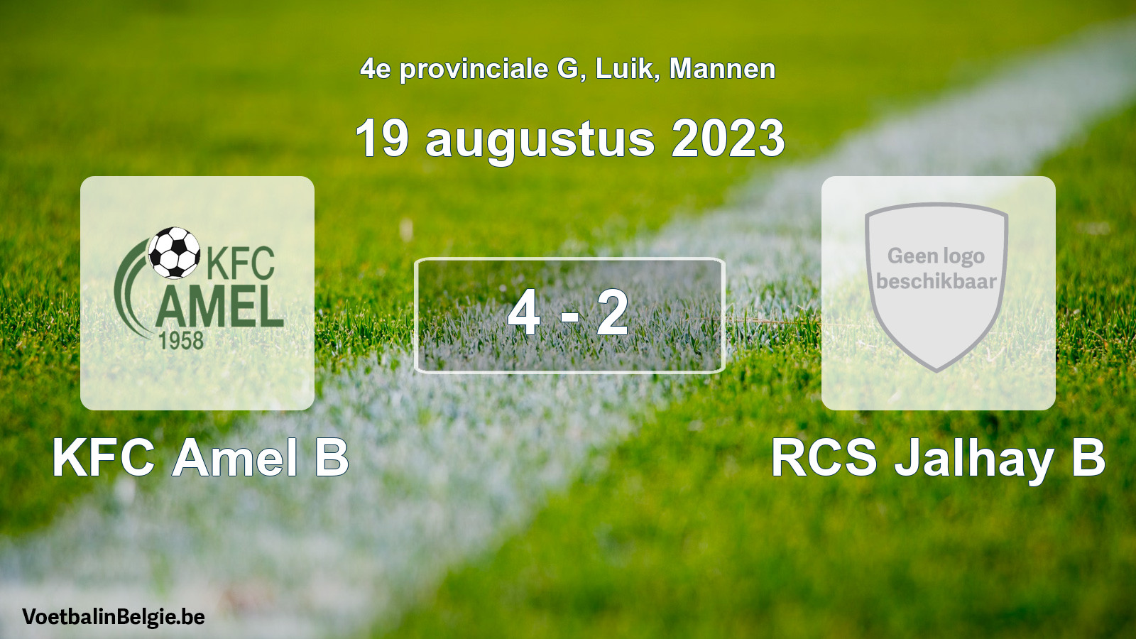 Gespeelde wedstrijd mannenvoetbal: KFC Amel B - RCS Jalhay B 4 - 2 (19 augustus 2023)