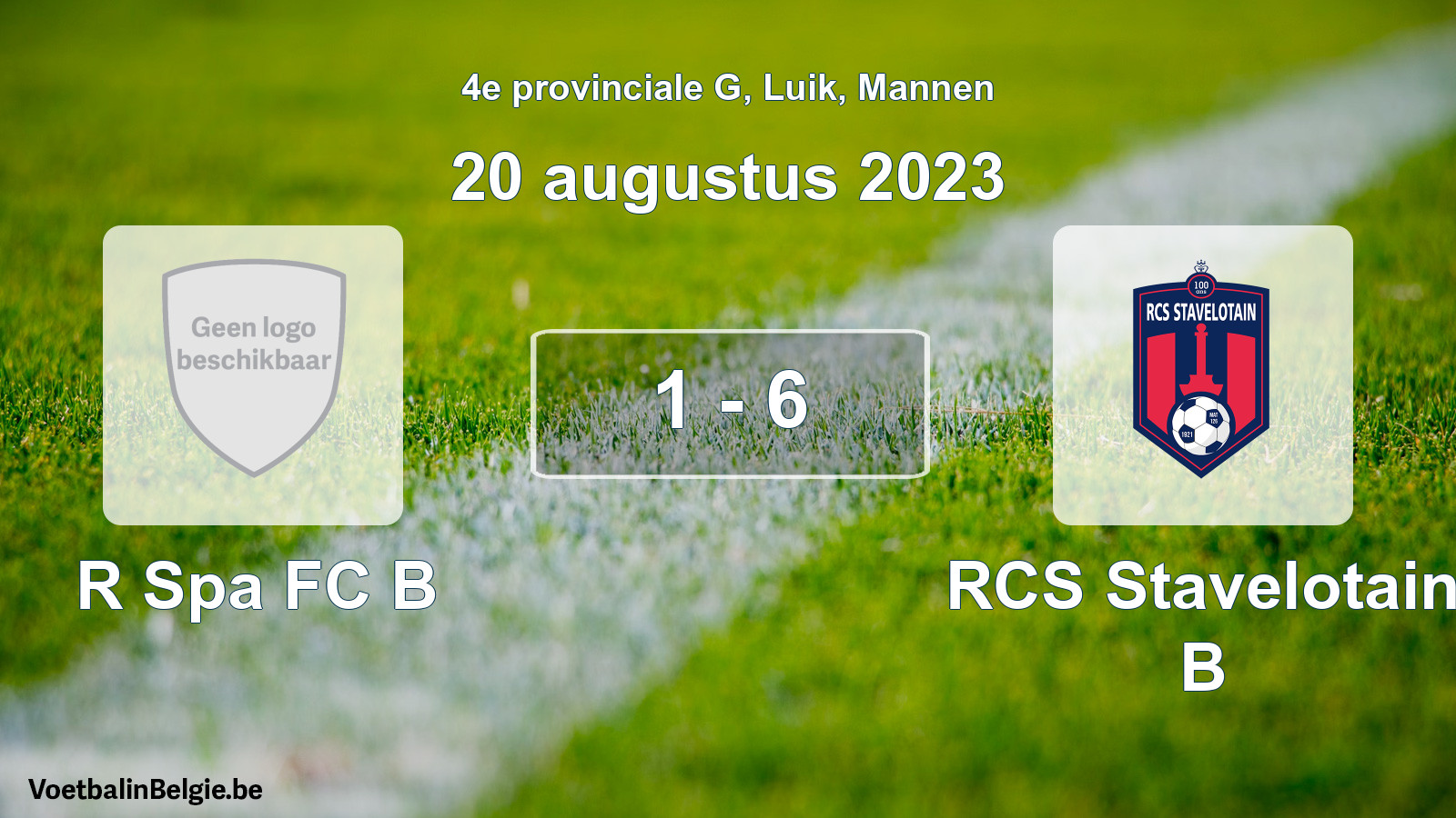 Gespeelde wedstrijd mannenvoetbal: R Spa FC B - RCS Stavelotain B 1 - 6 (20 augustus 2023)