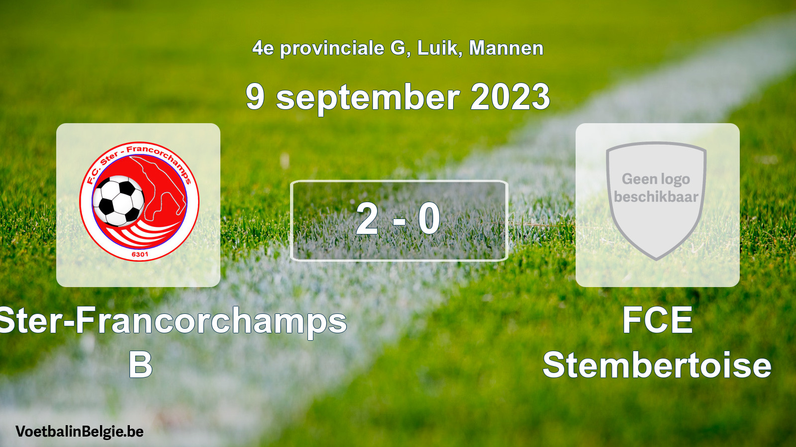 Gespeelde wedstrijd mannenvoetbal: FC Ster-Francorchamps B - FCE Stembertoise 2 - 0 (9 september 2023)