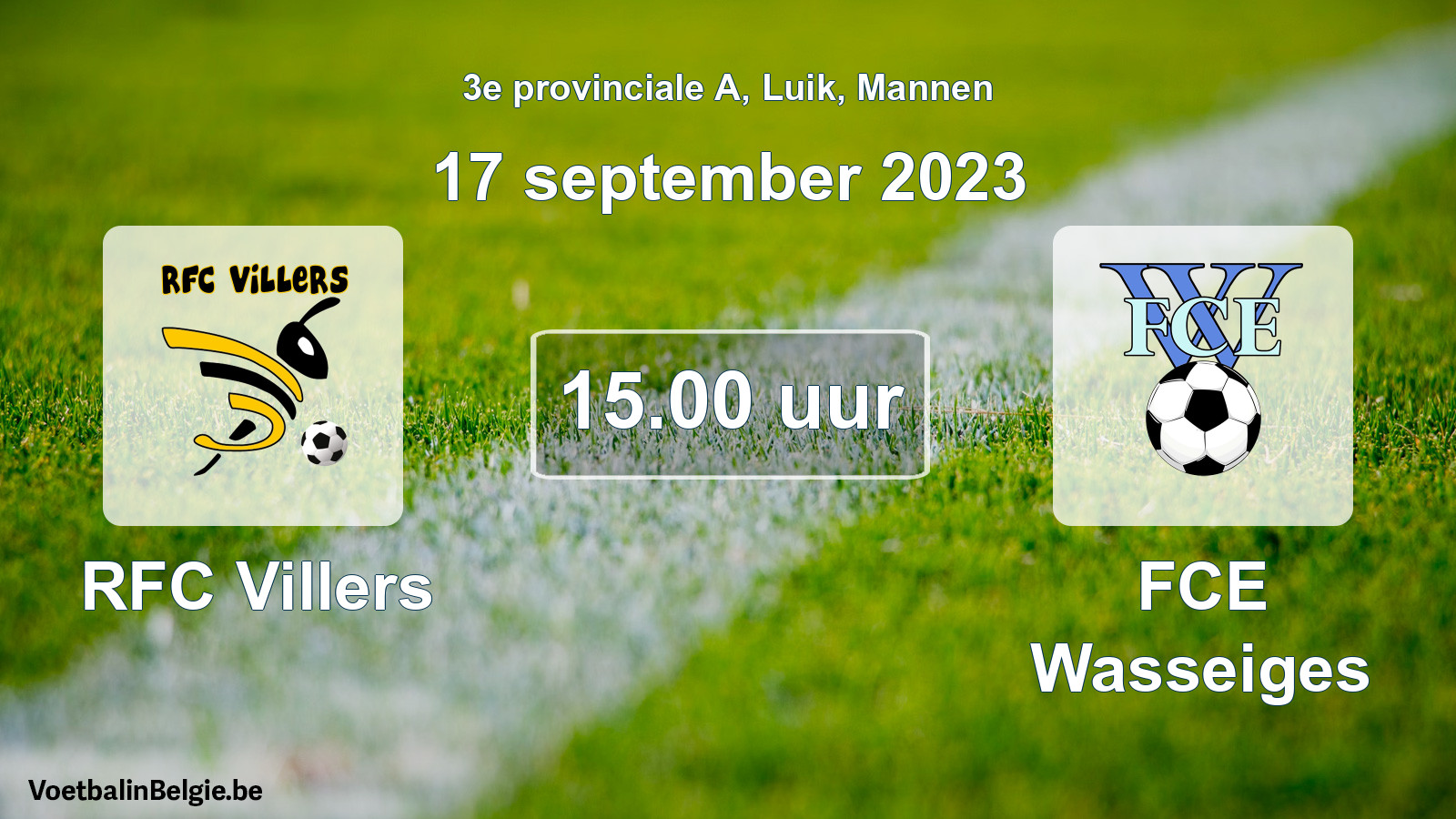 Geplantes Spiel männer-Fußball: RFC Villers - FCE Wasseiges (17 September 2023)