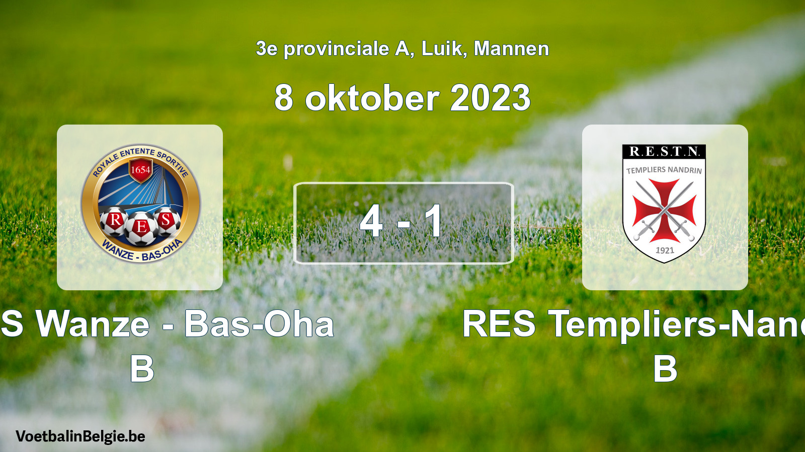 Gespeelde wedstrijd mannenvoetbal: RES Wanze - Bas-Oha B - RES Templiers-Nandrin B 4 - 1 (8 oktober 2023)
