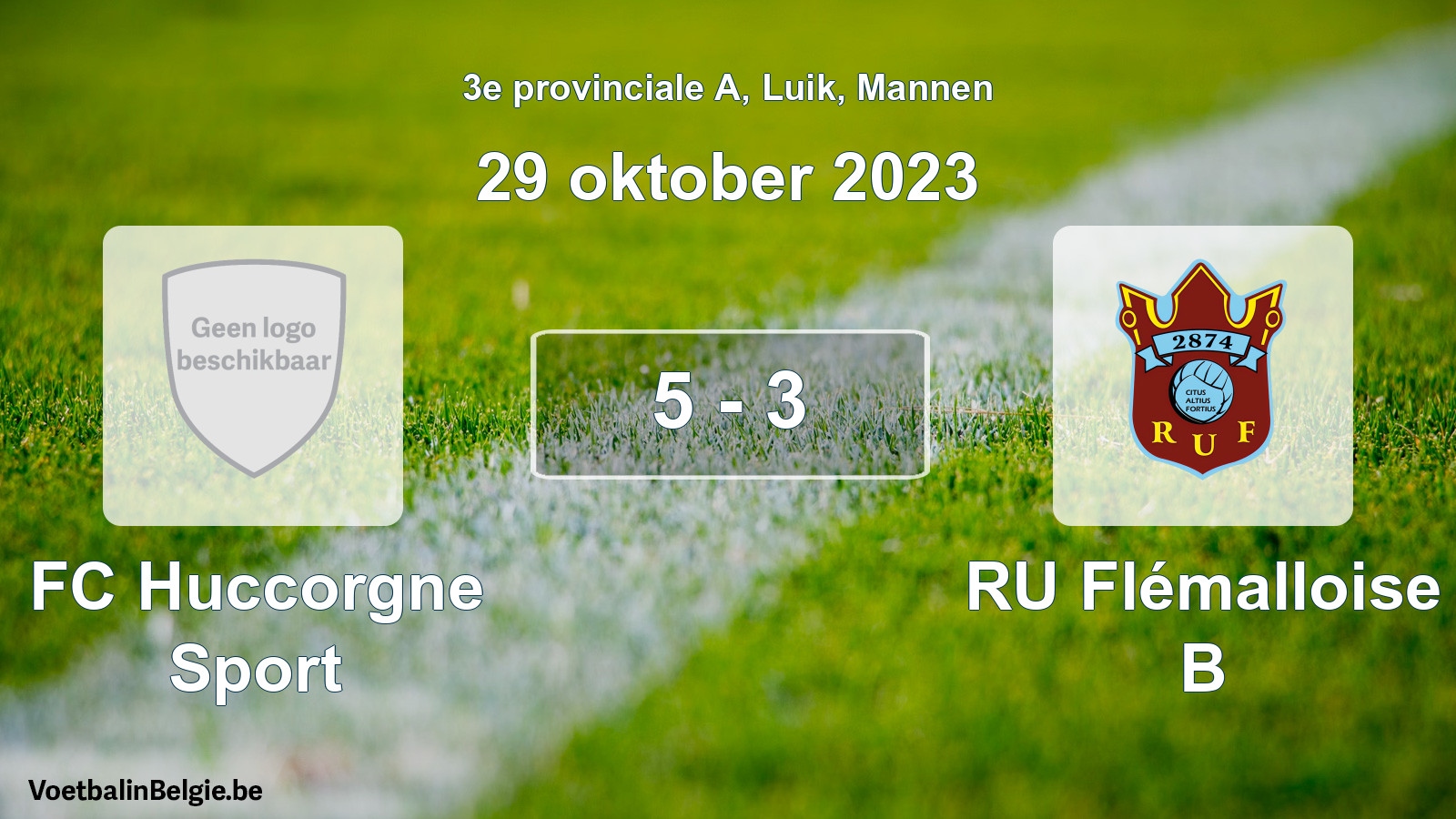 Gespeelde wedstrijd mannenvoetbal: FC Huccorgne Sport - RU Flémalloise B 5 - 3 (29 oktober 2023)