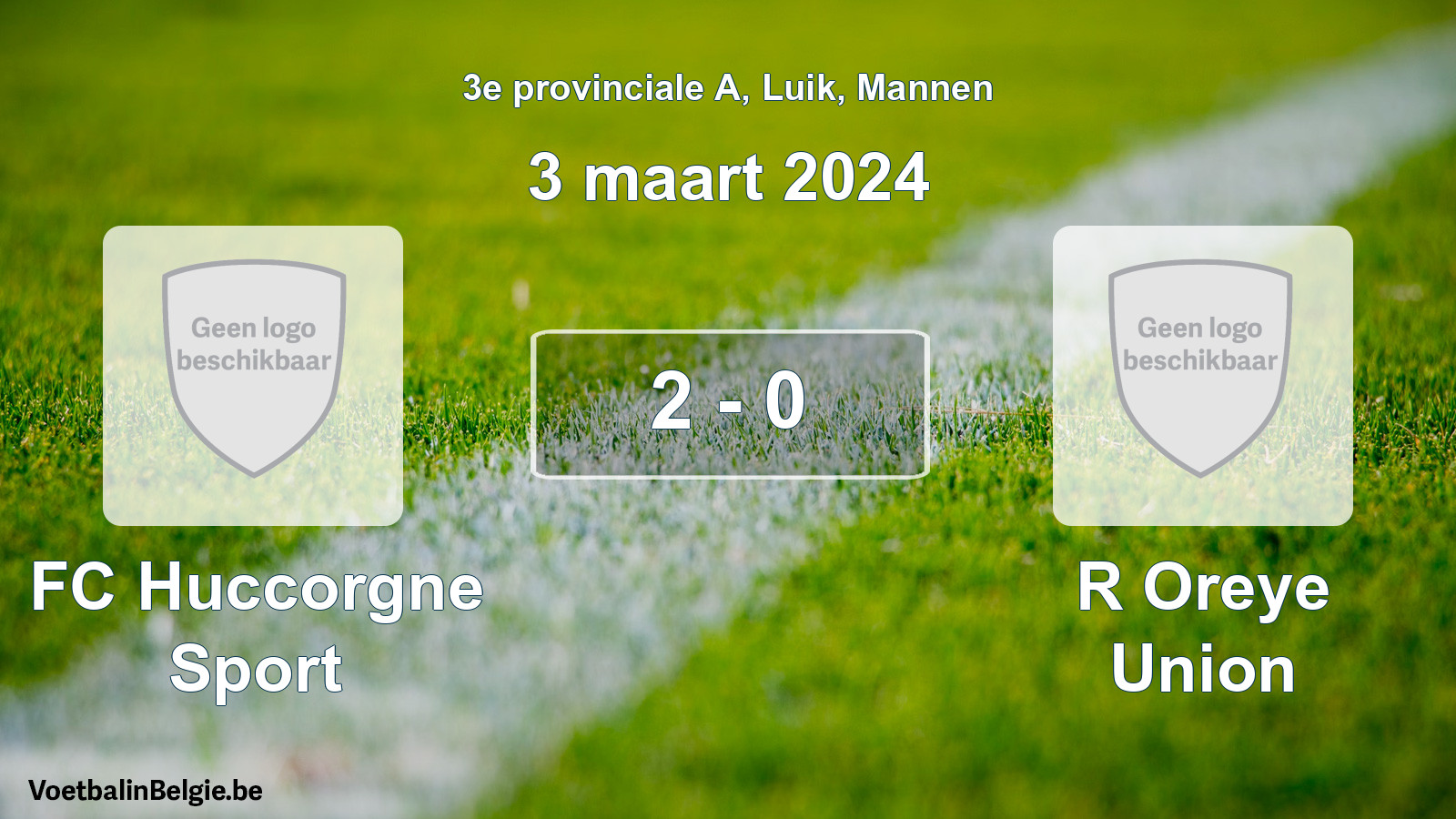 Gespeelde wedstrijd mannenvoetbal: FC Huccorgne Sport - R Oreye Union 2 - 0 (3 maart 2024)