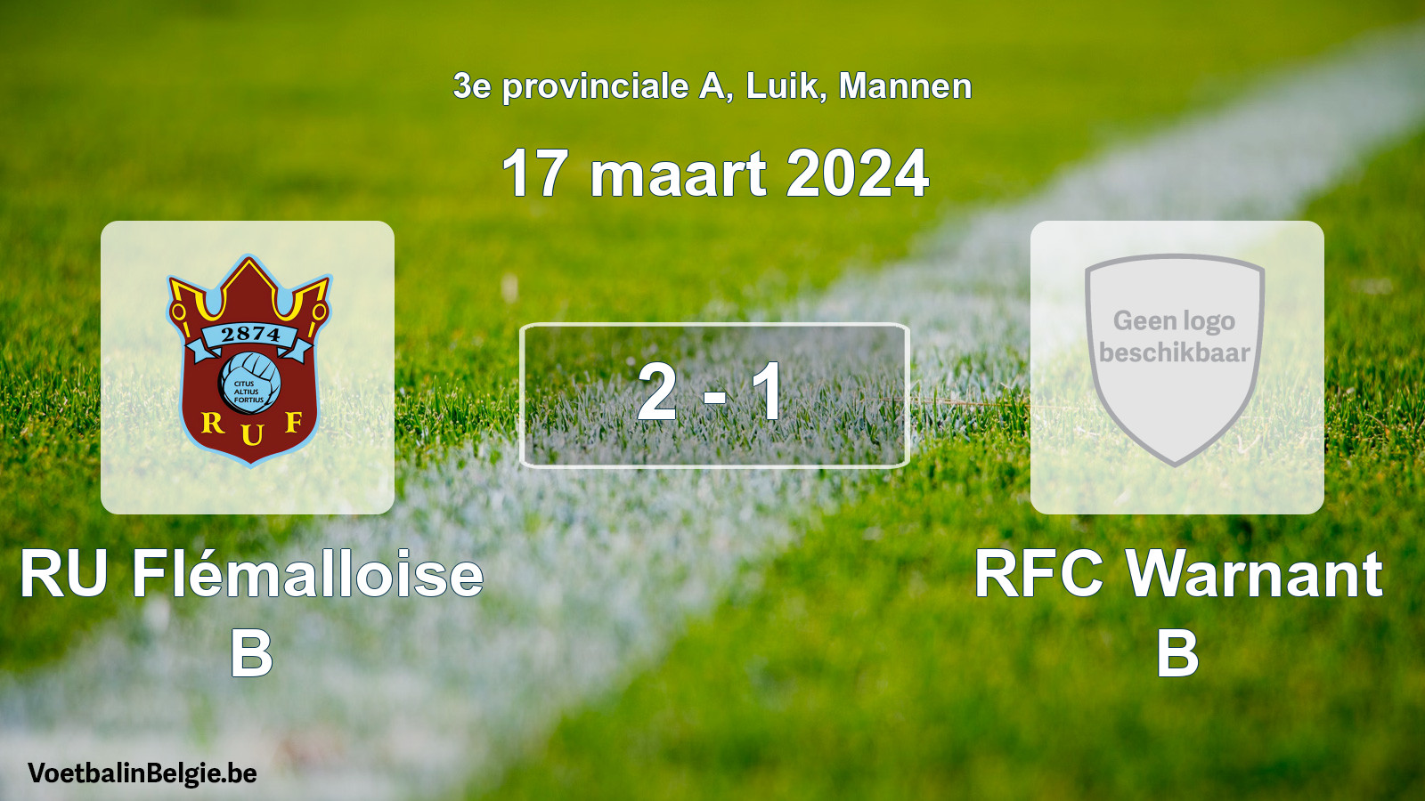 Gespeelde wedstrijd mannenvoetbal: RU Flémalloise B - RFC Warnant B 2 - 1 (17 maart 2024)
