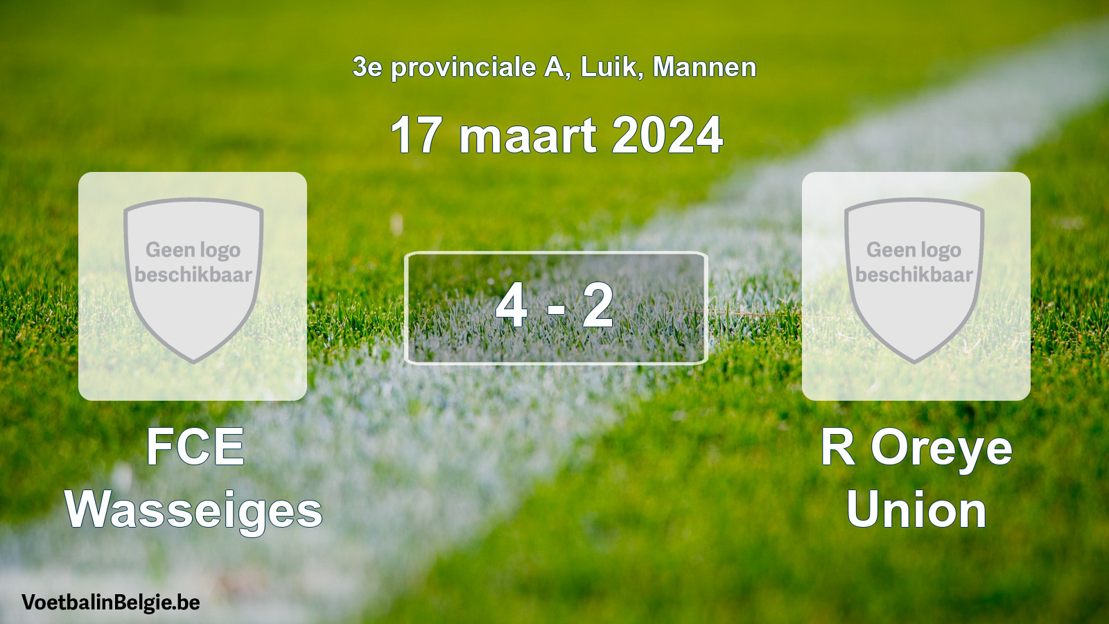 Gespeelde wedstrijd mannenvoetbal: FCE Wasseiges - R Oreye Union 4 - 2 (17 maart 2024)