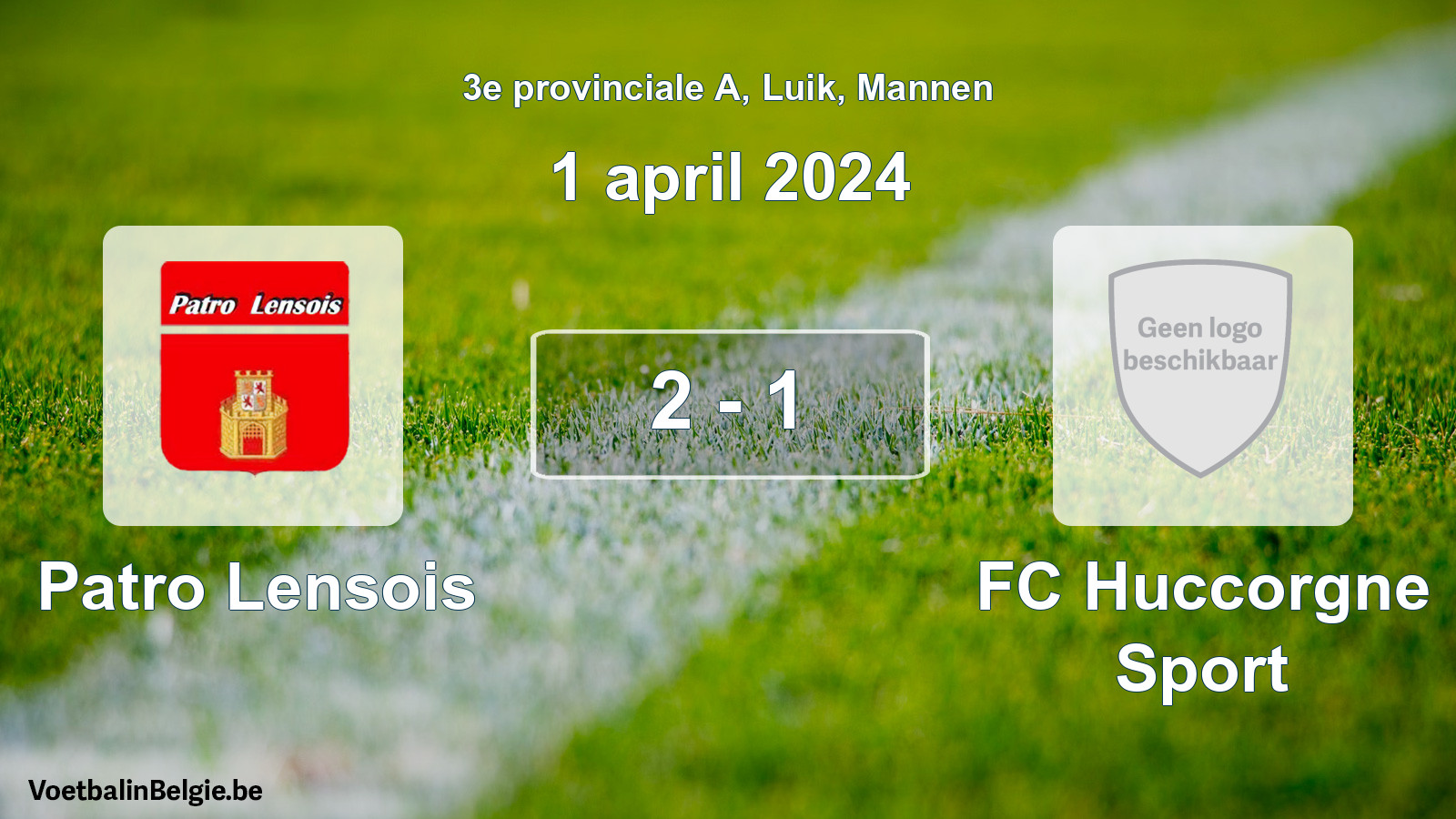 Gespeelde wedstrijd mannenvoetbal: Patro Lensois - FC Huccorgne Sport 2 - 1 (1 april 2024)