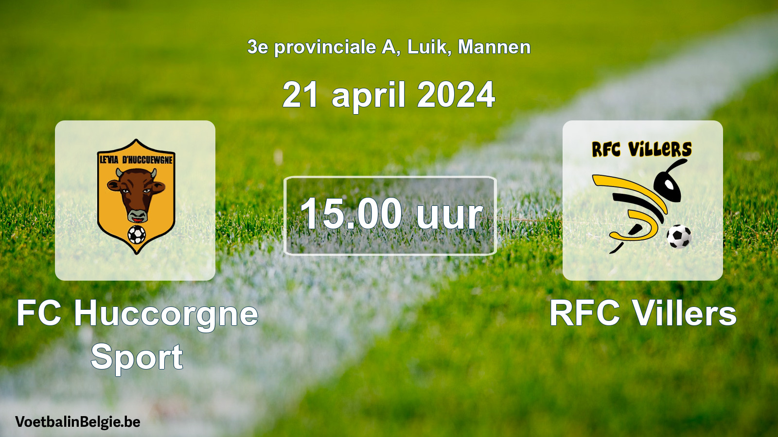 Geplande wedstrijd mannenvoetbal: FC Huccorgne Sport - RFC Villers (21 april 2024)