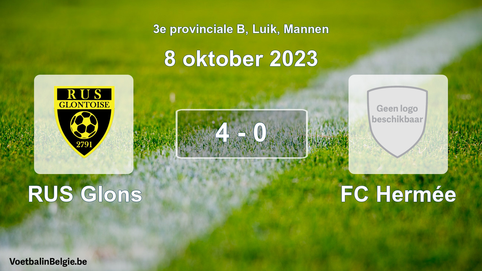 Gespeelde wedstrijd mannenvoetbal: RUS Glons - FC Hermée 4 - 0 (8 oktober 2023)
