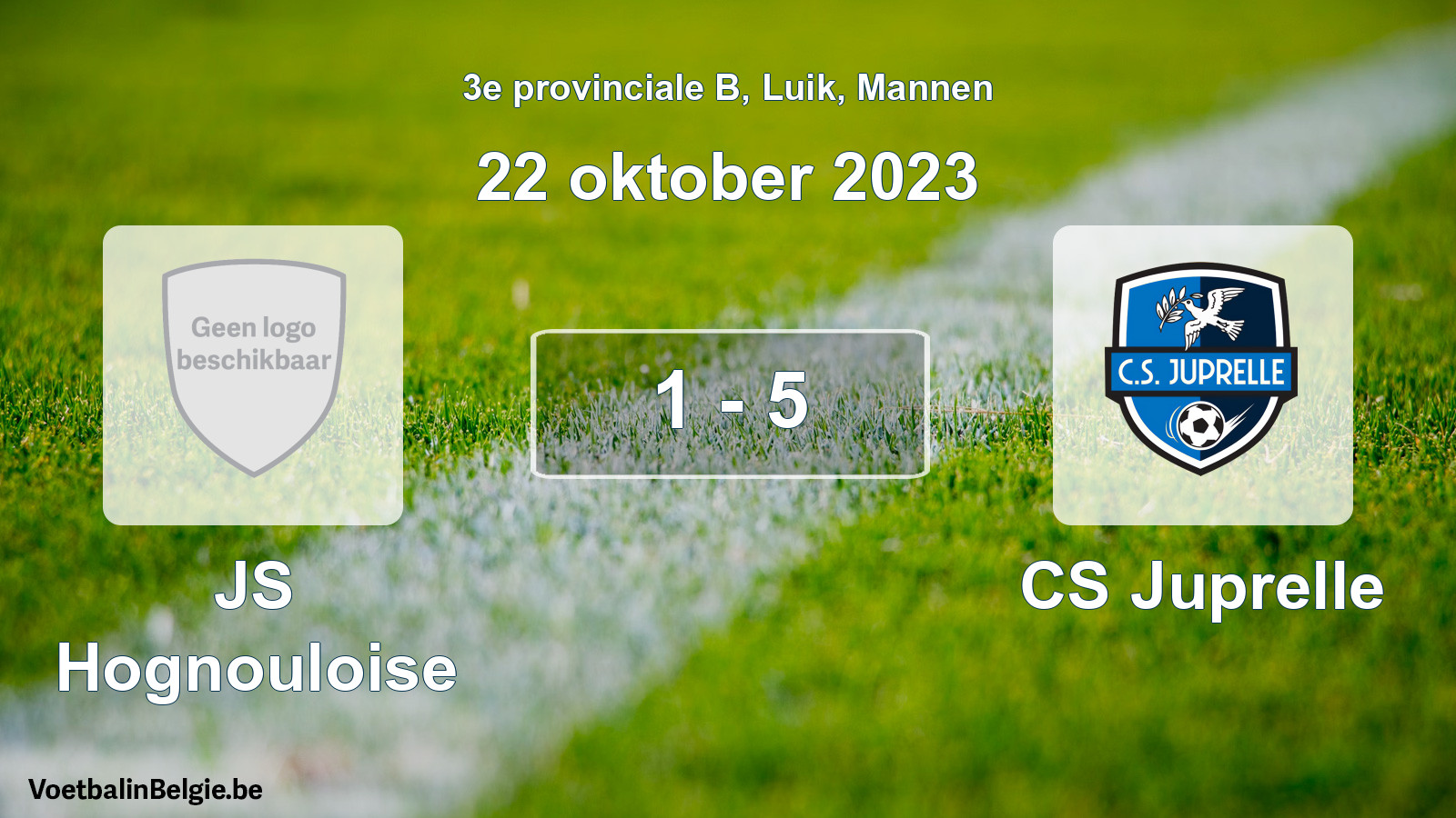 Gespeelde wedstrijd mannenvoetbal: JS Hognouloise - CS Juprelle 1 - 5 (22 oktober 2023)