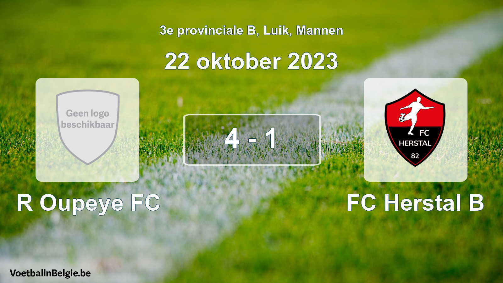 Gespeelde wedstrijd mannenvoetbal: R Oupeye FC - FC Herstal B 4 - 1 (22 oktober 2023)