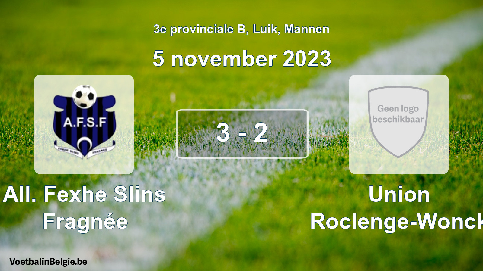 Gespeelde wedstrijd mannenvoetbal: All. Fexhe Slins Fragnée - Union Roclenge-Wonck 3 - 2 (5 november 2023)