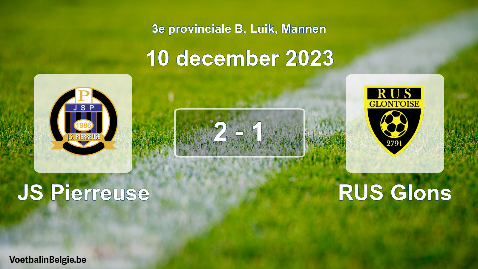 Match joué football hommes: JS Pierreuse - RUS Glons 2 - 1 (10 décembre 2023)