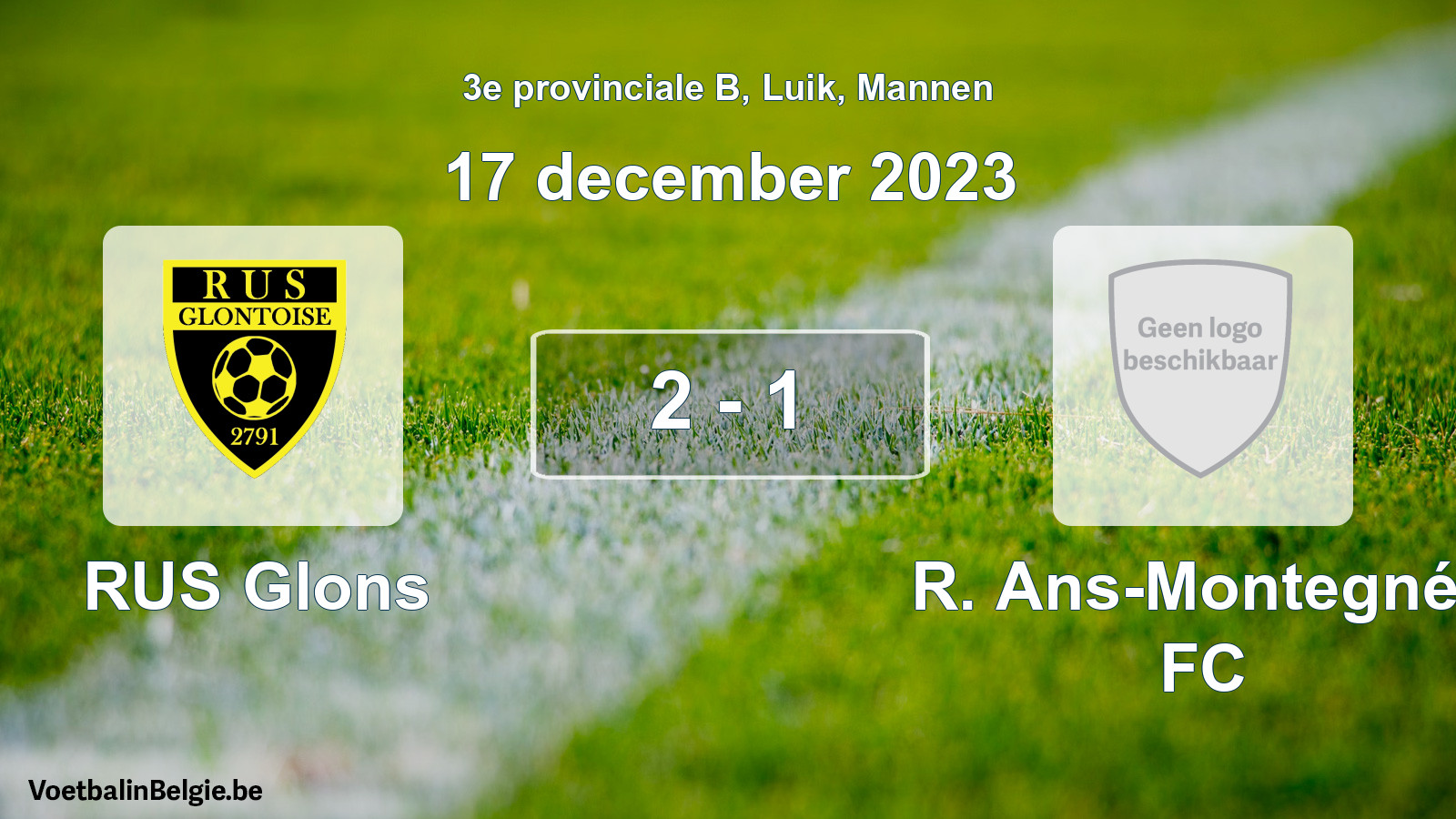 Gespeelde wedstrijd mannenvoetbal: RUS Glons - R. Ans-Montegnée FC 2 - 1 (17 december 2023)
