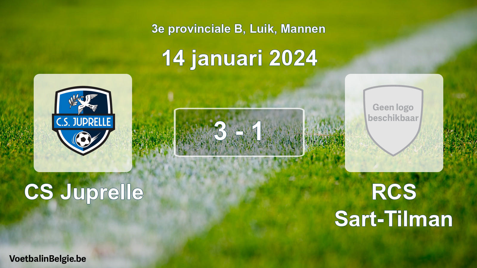 Gespeelde wedstrijd mannenvoetbal: CS Juprelle - RCS Sart-Tilman 3 - 1 (14 januari 2024)