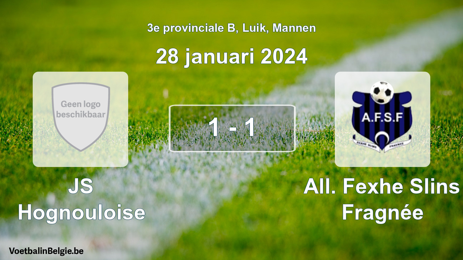 Gespeelde wedstrijd mannenvoetbal: JS Hognouloise - All. Fexhe Slins Fragnée 1 - 1 (28 januari 2024)