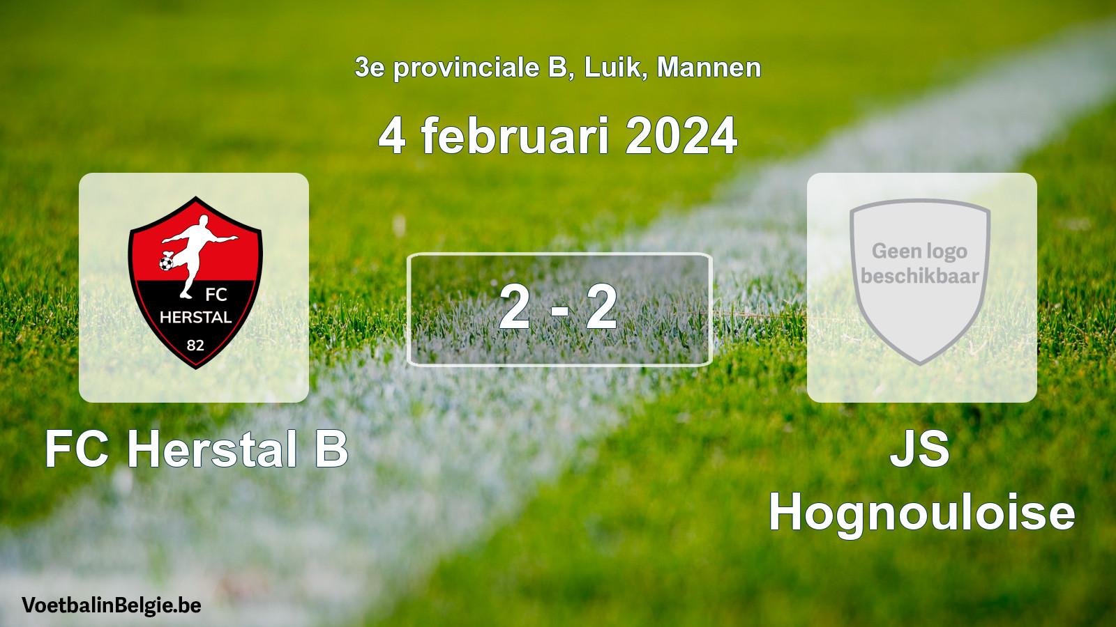 Gespeelde wedstrijd mannenvoetbal: FC Herstal B - JS Hognouloise 2 - 2 (4 februari 2024)