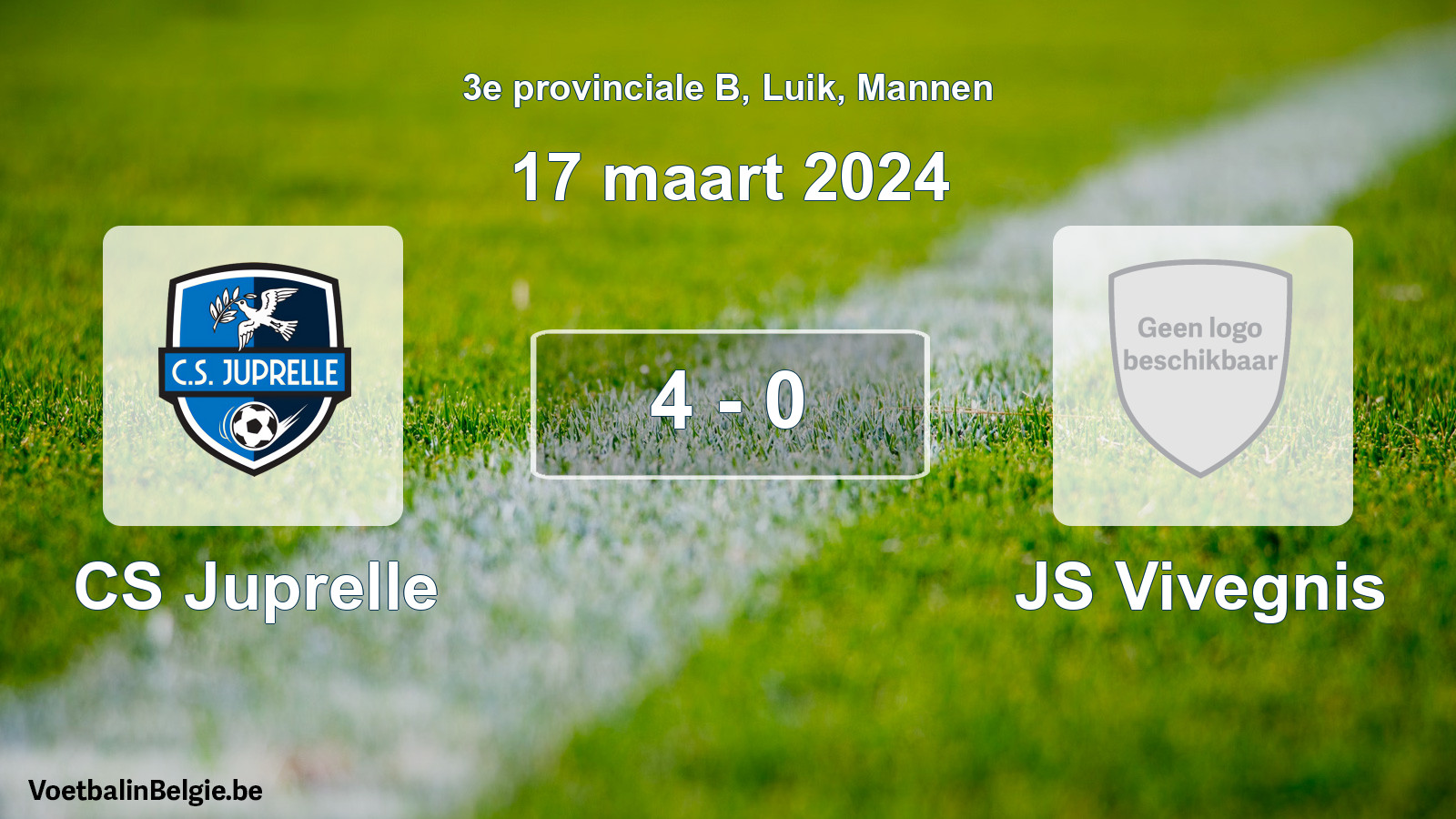 Gespeelde wedstrijd mannenvoetbal: CS Juprelle - JS Vivegnis 4 - 0 (17 maart 2024)