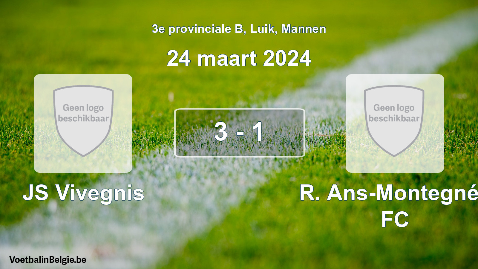Gespeelde wedstrijd mannenvoetbal: JS Vivegnis - R. Ans-Montegnée FC 3 - 1 (24 maart 2024)