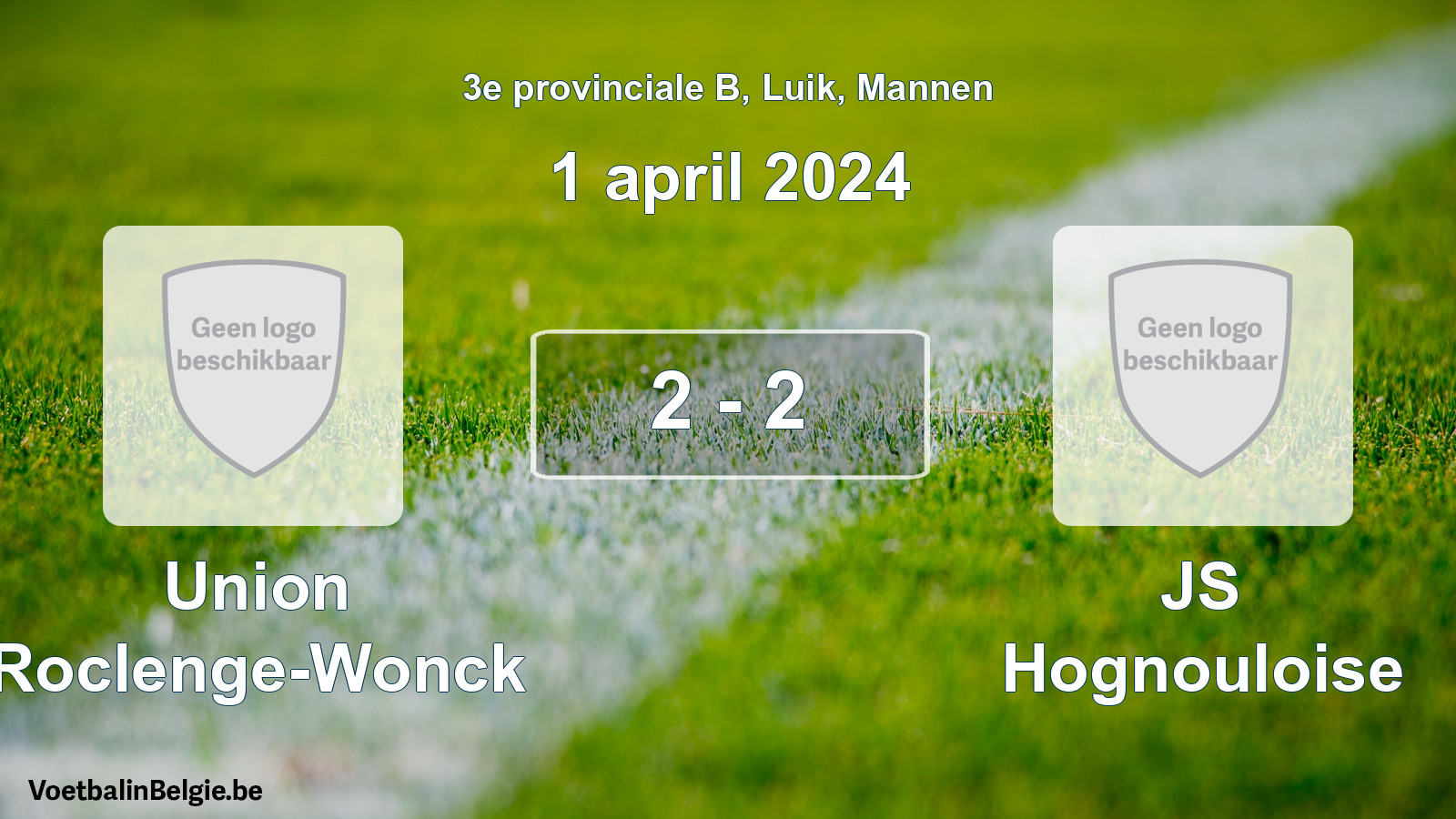 Gespeelde wedstrijd mannenvoetbal: Union Roclenge-Wonck - JS Hognouloise 2 - 2 (1 april 2024)
