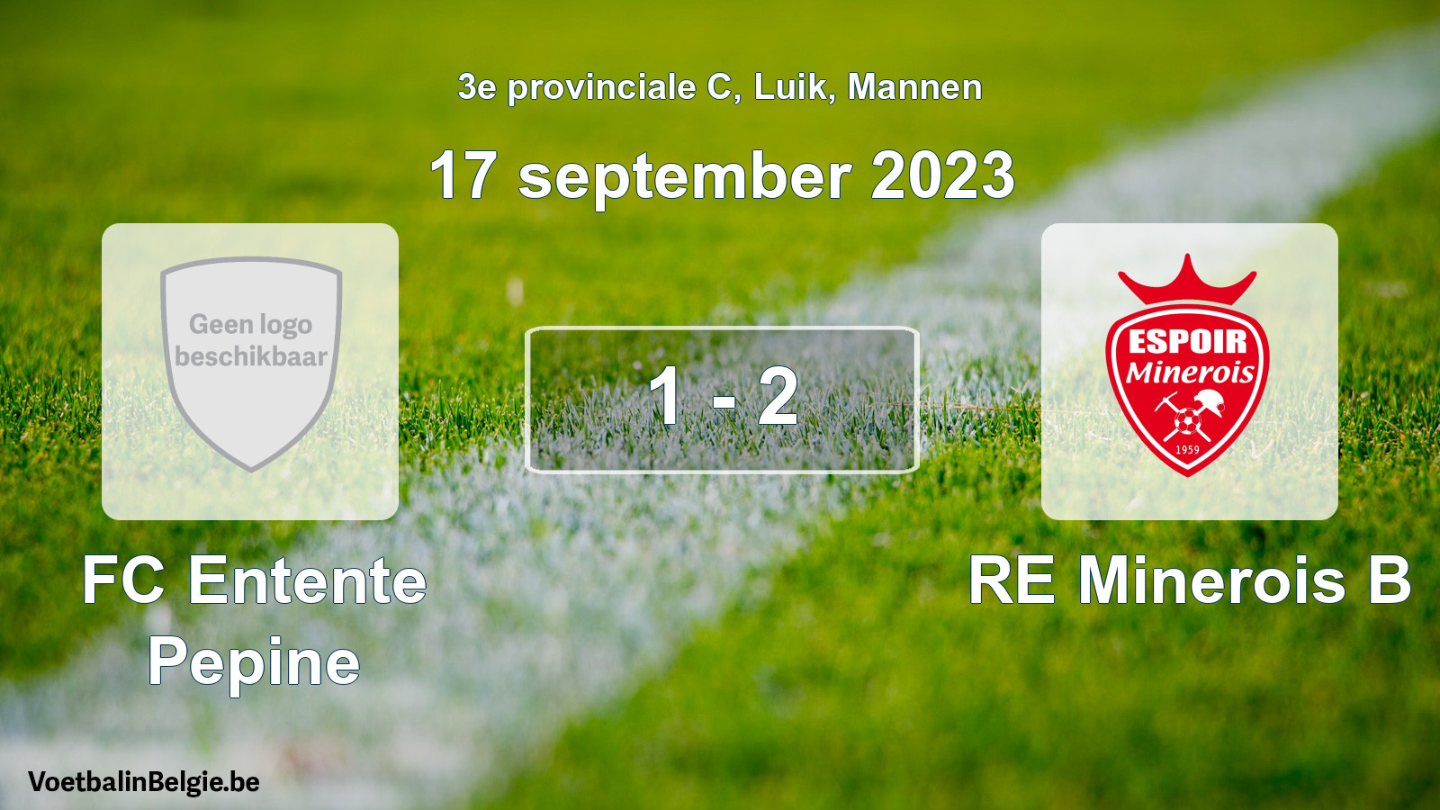Gespeelde wedstrijd mannenvoetbal: FC Entente Pepine - RE Minerois B 1 - 2 (17 september 2023)