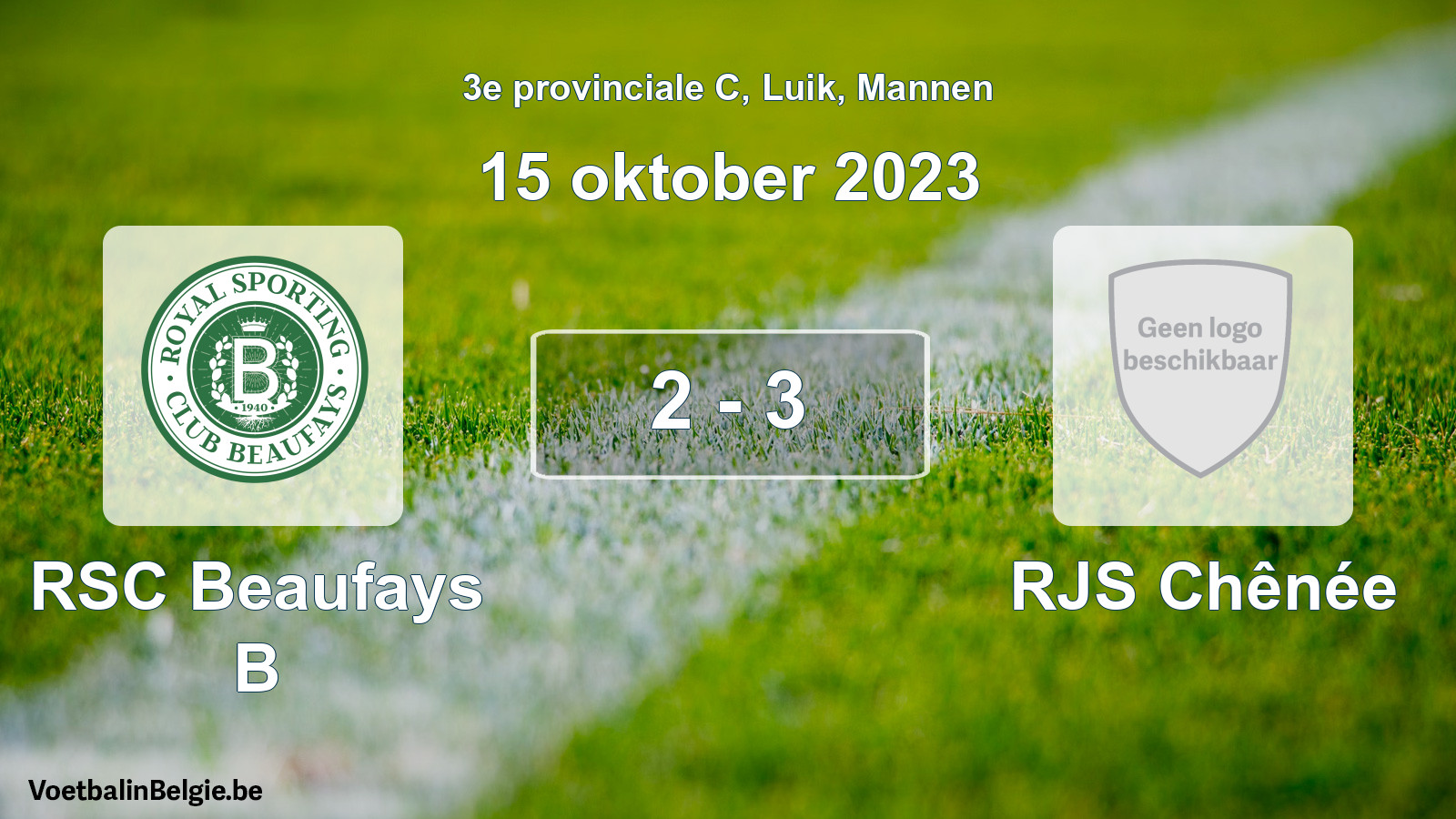 Gespeelde wedstrijd mannenvoetbal: RSC Beaufays B - RJS Chênée 2 - 3 (15 oktober 2023)