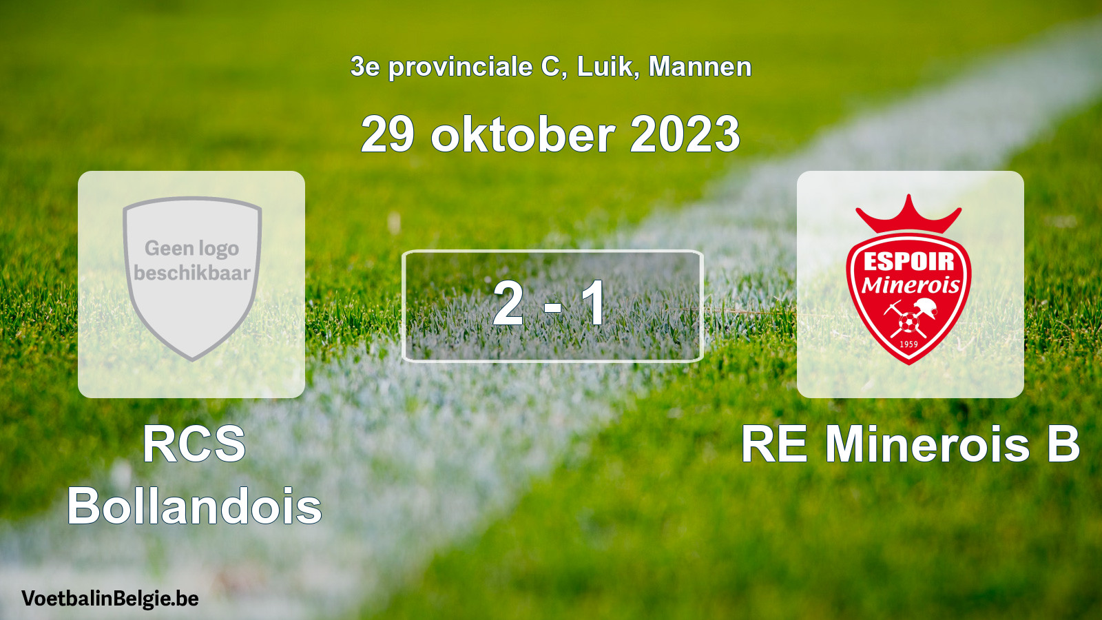 Gespeelde wedstrijd mannenvoetbal: RCS Bollandois - RE Minerois B 2 - 1 (29 oktober 2023)