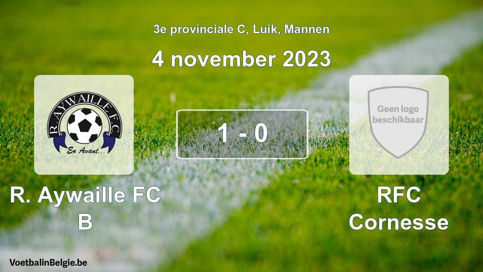 Gespeelde wedstrijd mannenvoetbal: R. Aywaille FC B - RFC Cornesse 1 - 0 (4 november 2023)
