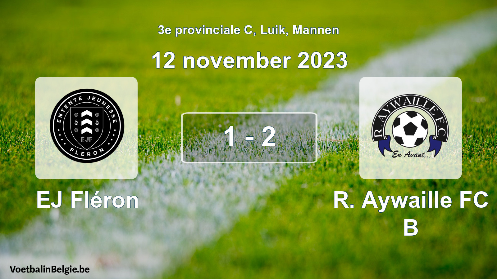 Gespeelde wedstrijd mannenvoetbal: EJ Fléron - R. Aywaille FC B 1 - 2 (12 november 2023)