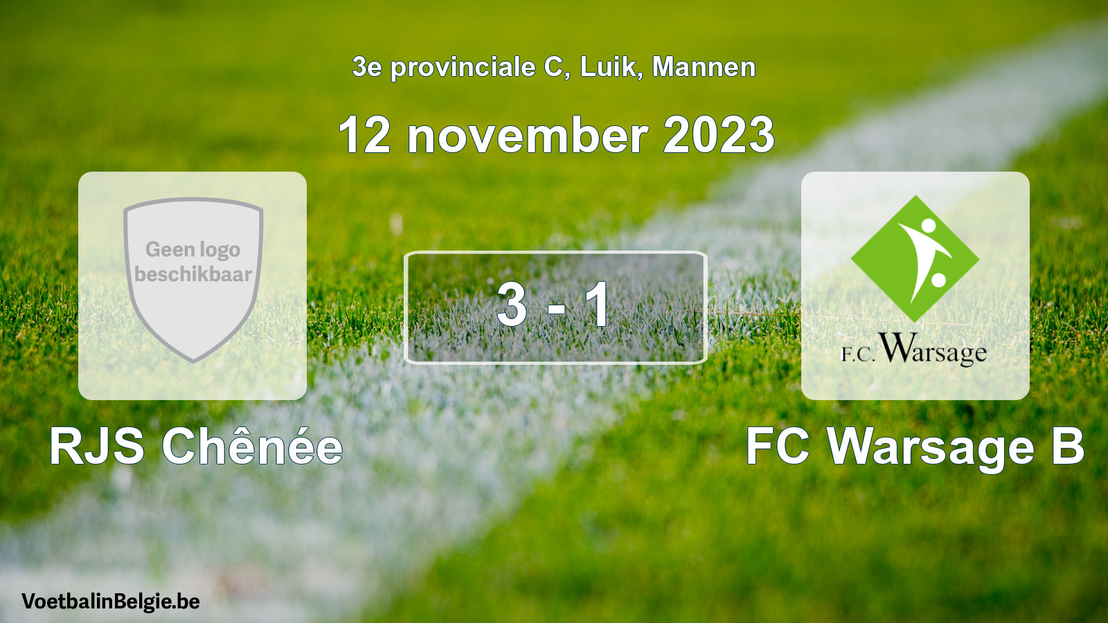 Gespeelde wedstrijd mannenvoetbal: RJS Chênée - FC Warsage B 3 - 1 (12 november 2023)