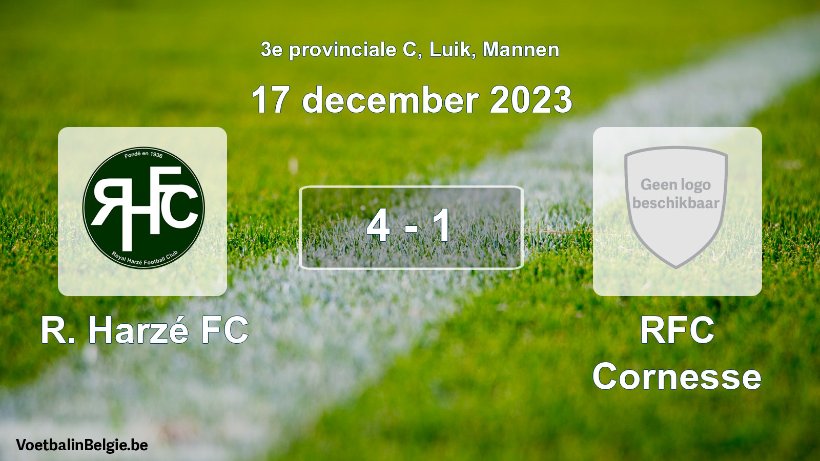 Gespeelde wedstrijd mannenvoetbal: R. Harzé FC - RFC Cornesse 4 - 1 (17 december 2023)