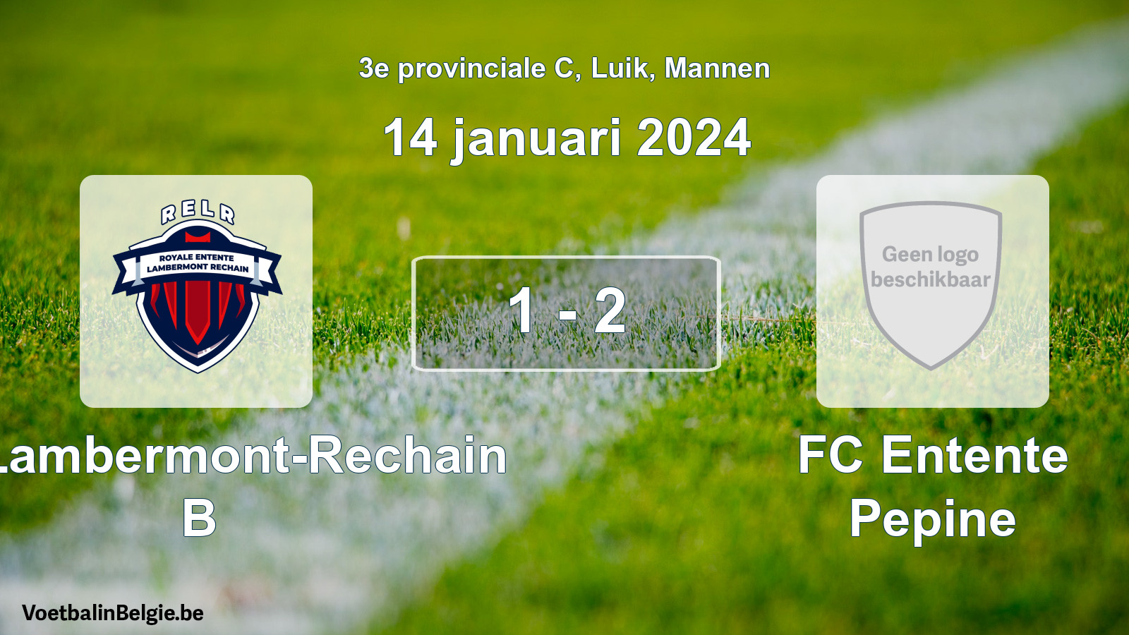 Gespeelde wedstrijd mannenvoetbal: RE Lambermont-Rechain B - FC Entente Pepine 1 - 2 (14 januari 2024)