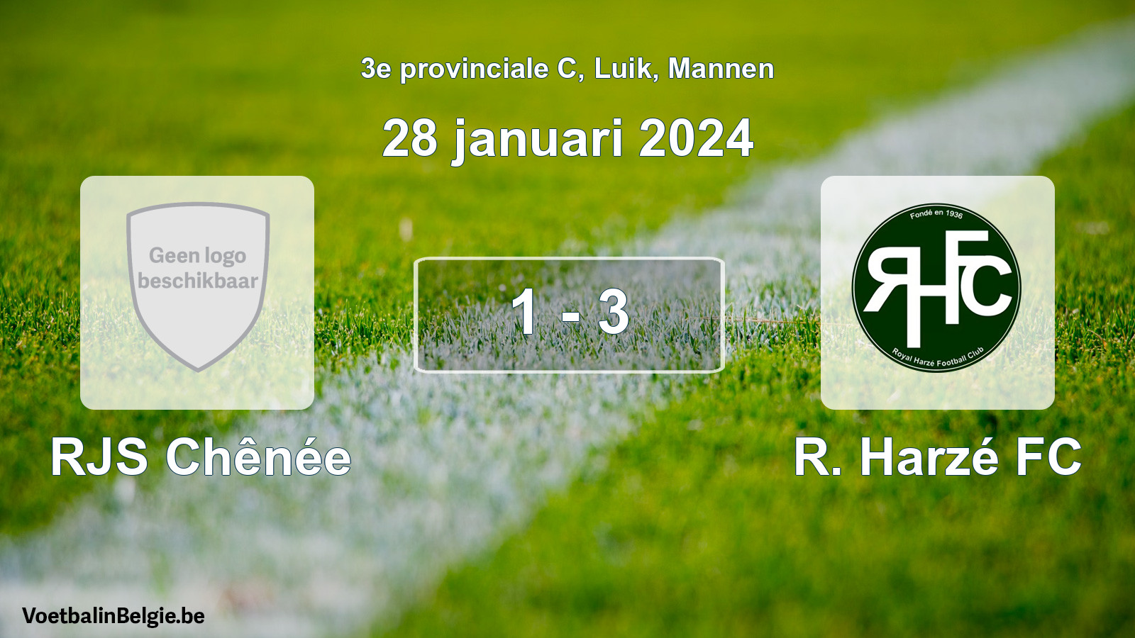 Gespeelde wedstrijd mannenvoetbal: RJS Chênée - R. Harzé FC 1 - 3 (28 januari 2024)