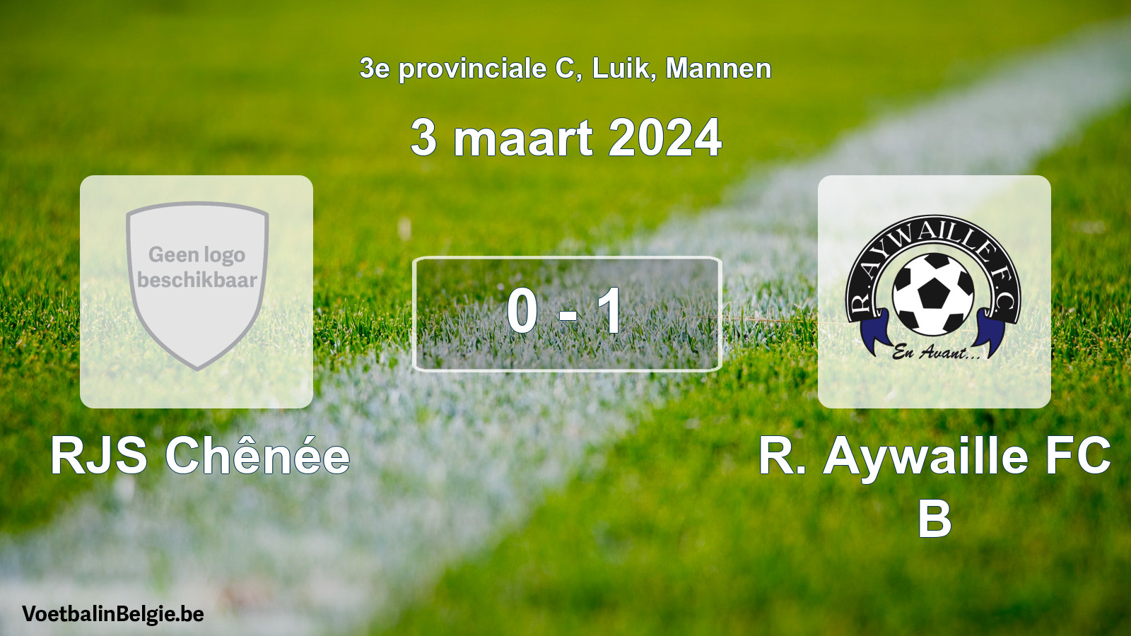 Gespeelde wedstrijd mannenvoetbal: RJS Chênée - R. Aywaille FC B 0 - 1 (3 maart 2024)