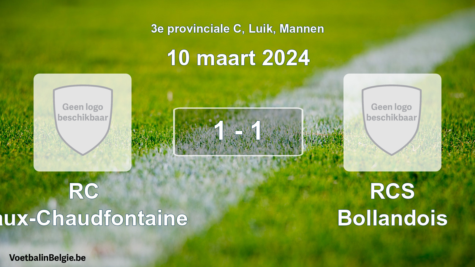 Gespeelde wedstrijd mannenvoetbal: RC Vaux-Chaudfontaine - RCS Bollandois 1 - 1 (10 maart 2024)