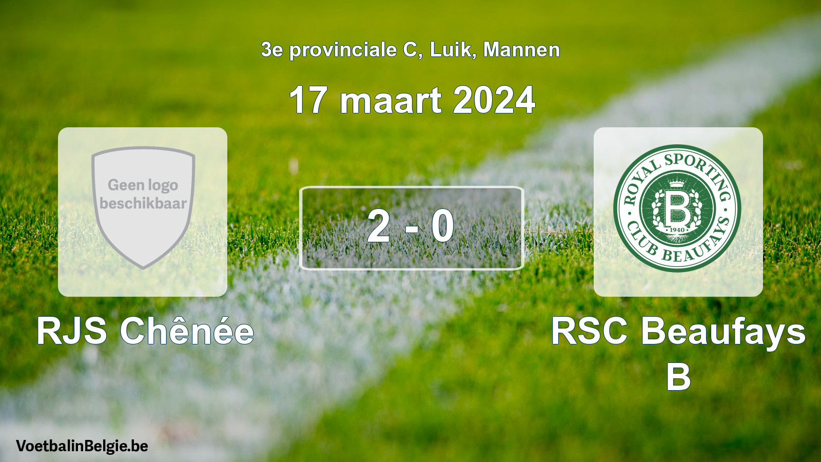 Gespeelde wedstrijd mannenvoetbal: RJS Chênée - RSC Beaufays B 2 - 0 (17 maart 2024)