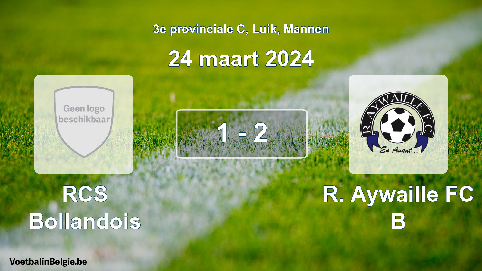Gespeelde wedstrijd mannenvoetbal: RCS Bollandois - R. Aywaille FC B 1 - 2 (24 maart 2024)