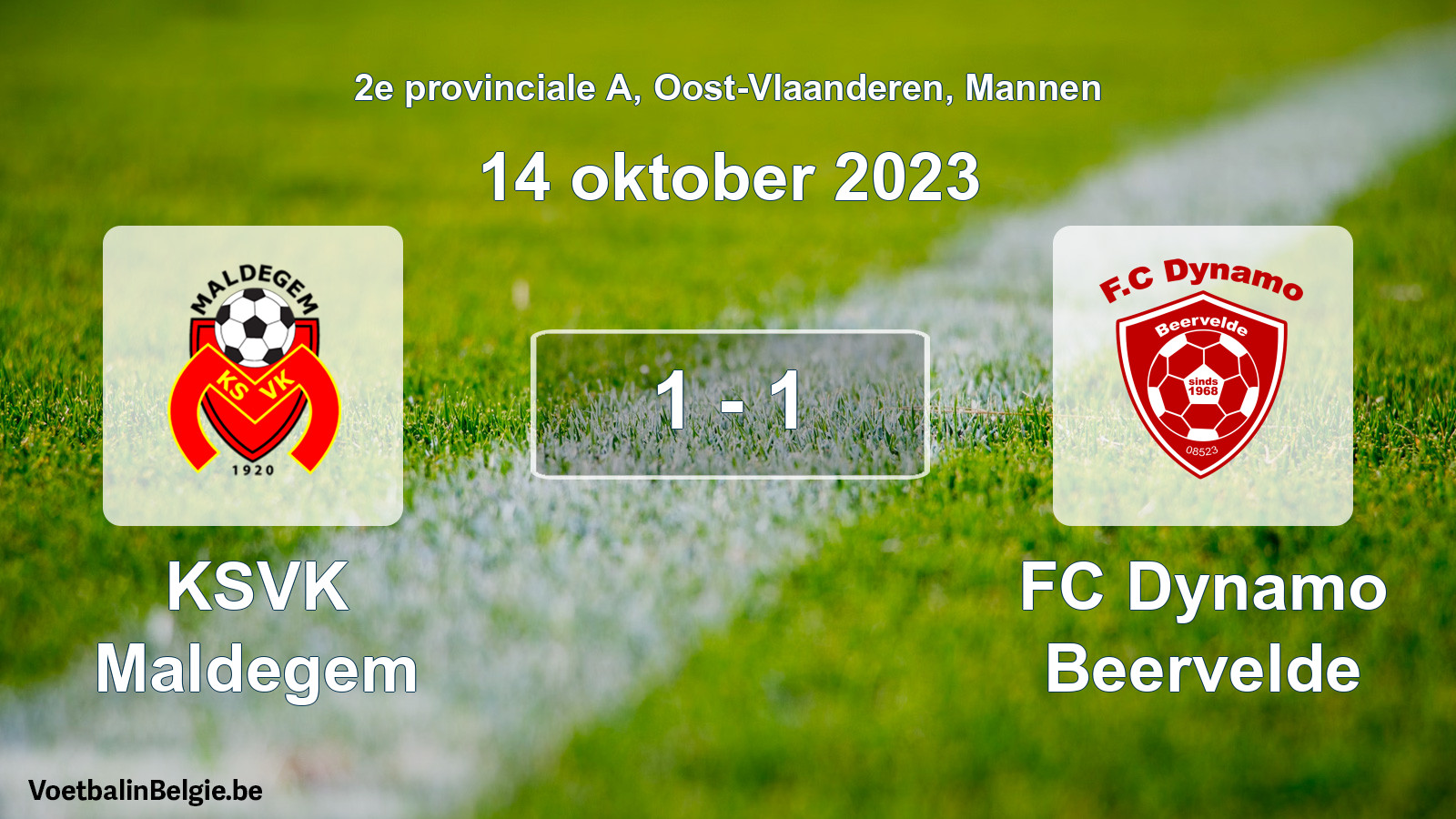 Gespeelde wedstrijd mannenvoetbal: KSVK Maldegem - FC Dynamo Beervelde 1 - 1 (14 oktober 2023)