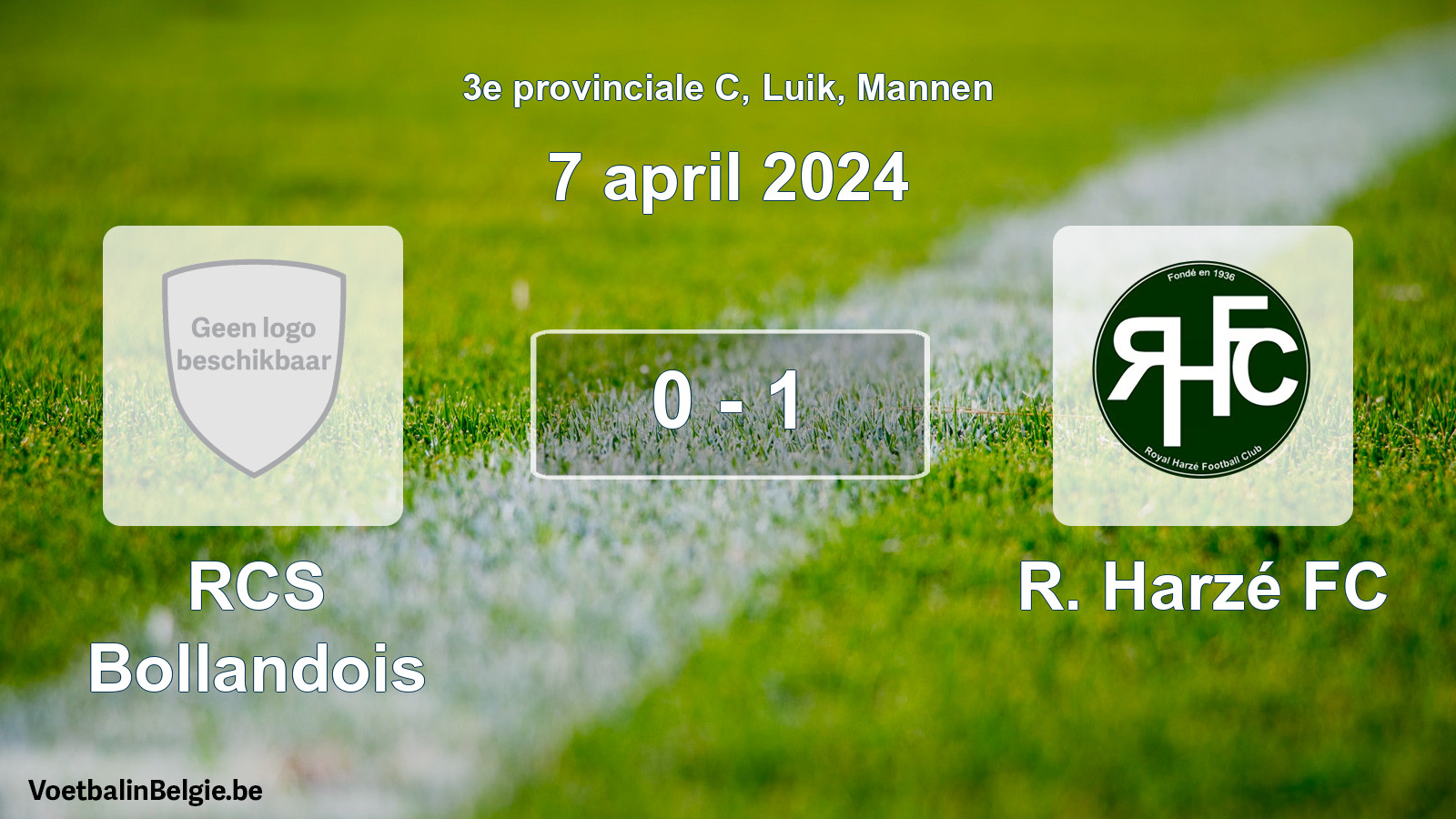 Gespeelde wedstrijd mannenvoetbal: RCS Bollandois - R. Harzé FC 0 - 1 (7 april 2024)