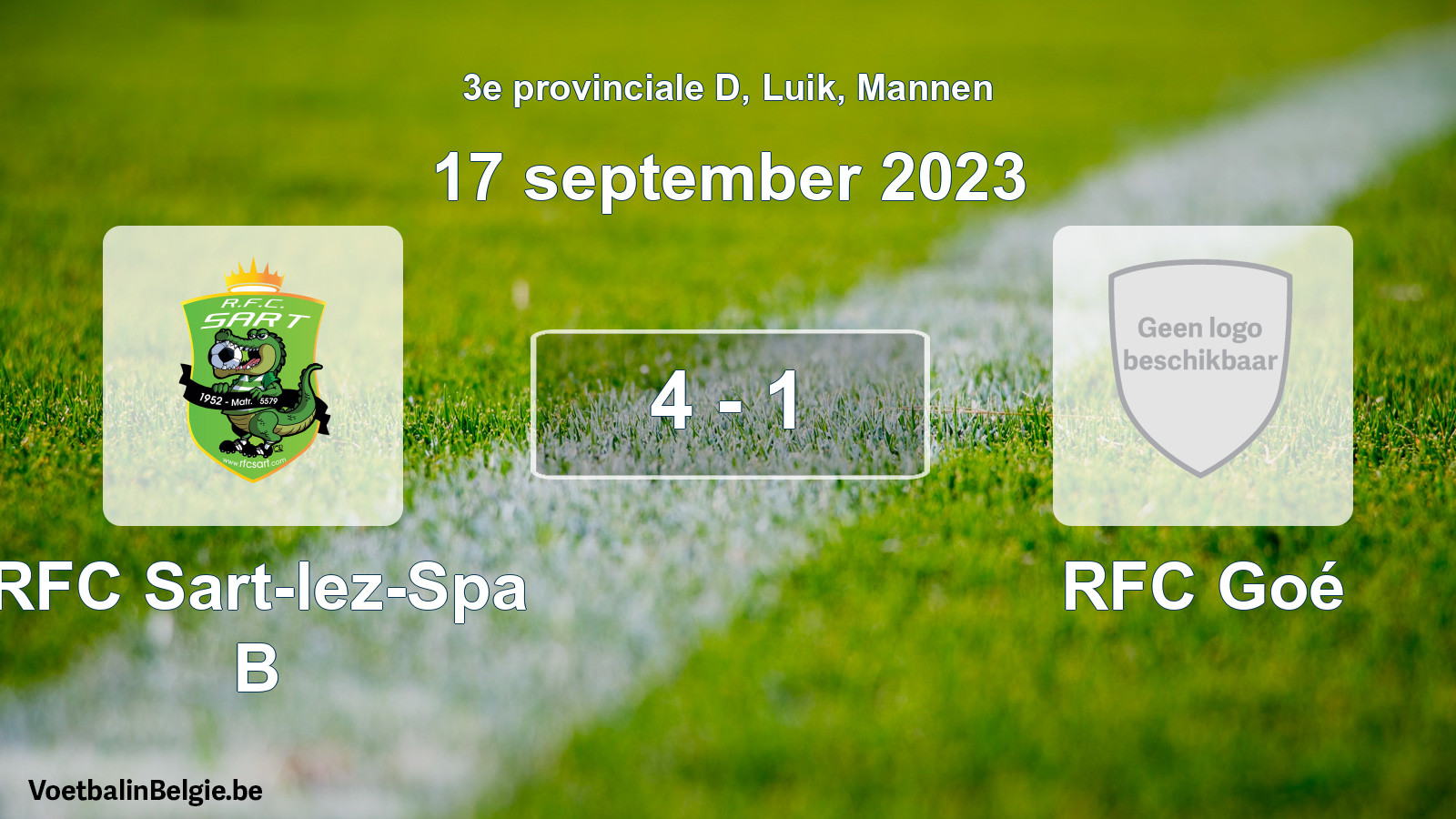 Gespeelde wedstrijd mannenvoetbal: RFC Sart-lez-Spa B - RFC Goé 4 - 1 (17 september 2023)