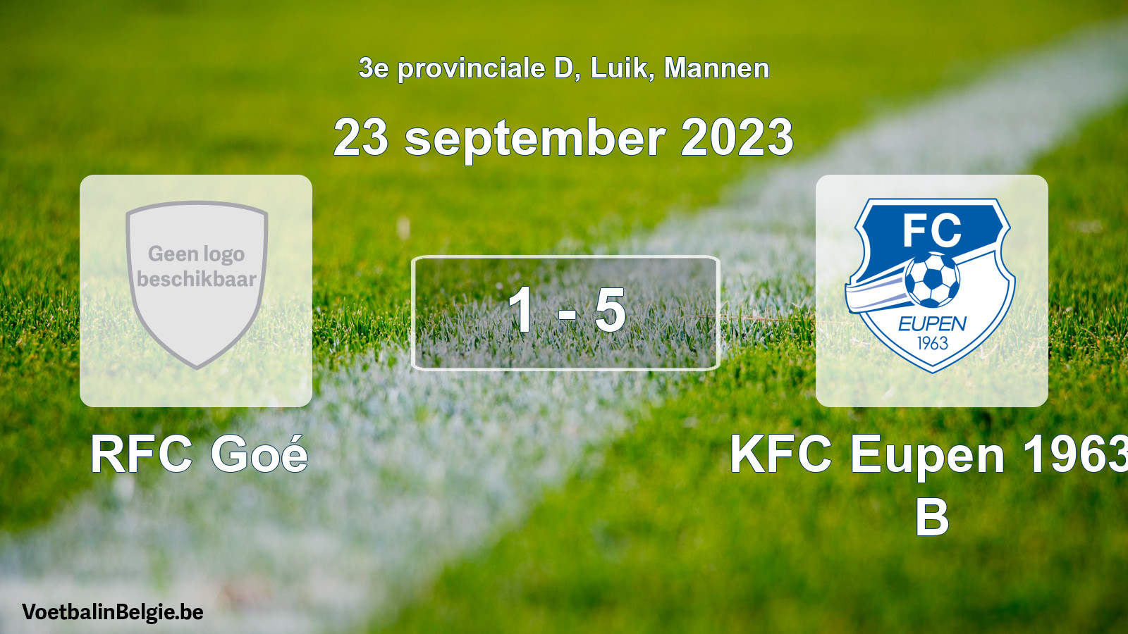 Gespeelde wedstrijd mannenvoetbal: RFC Goé - KFC Eupen 1963 B 1 - 5 (23 september 2023)