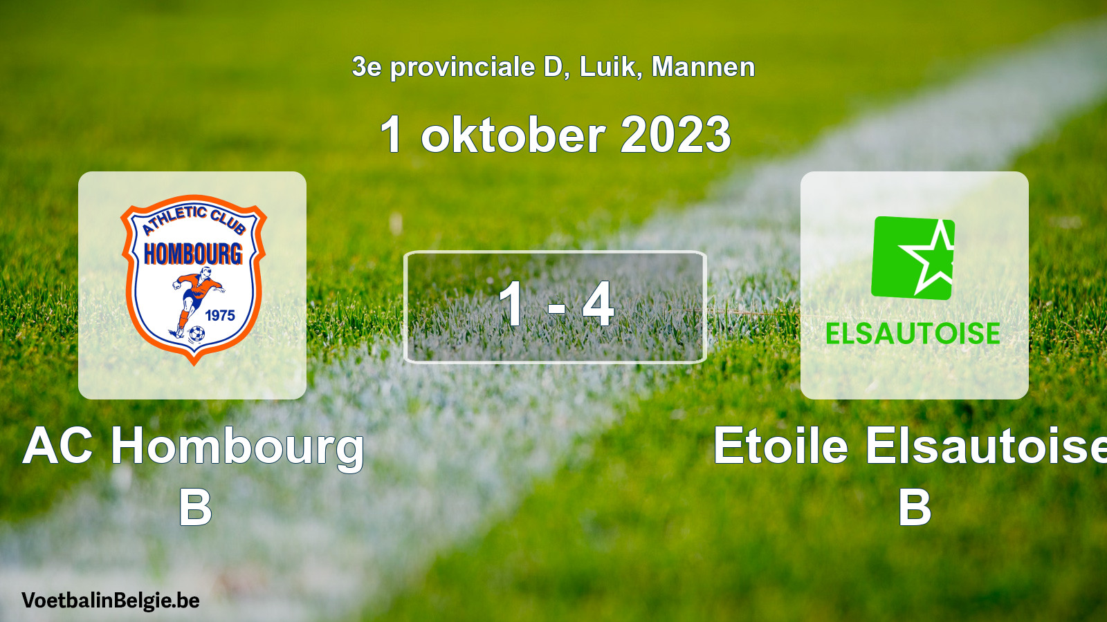 Gespeelde wedstrijd mannenvoetbal: AC Hombourg B - Etoile Elsautoise B 1 - 4 (1 oktober 2023)