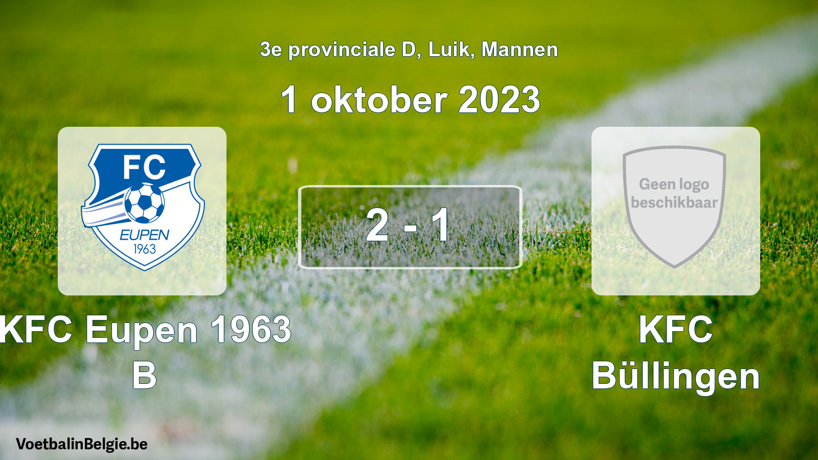Gespeelde wedstrijd mannenvoetbal: KFC Eupen 1963 B - KFC Büllingen 2 - 1 (1 oktober 2023)
