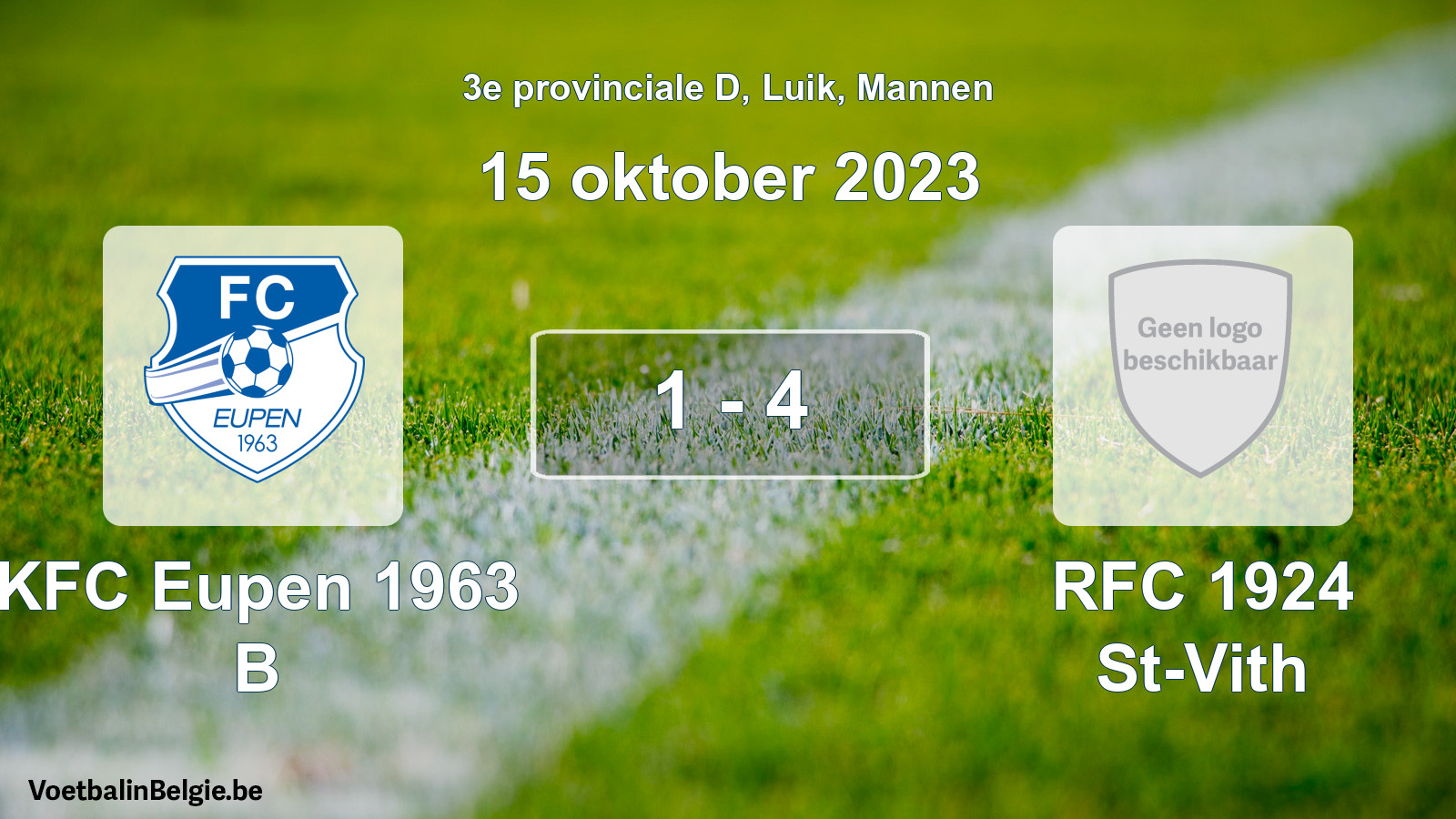 Gespeelde wedstrijd mannenvoetbal: KFC Eupen 1963 B - RFC 1924 St-Vith 1 - 4 (15 oktober 2023)