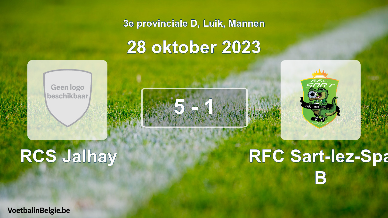 Gespeelde wedstrijd mannenvoetbal: RCS Jalhay - RFC Sart-lez-Spa B 5 - 1 (28 oktober 2023)